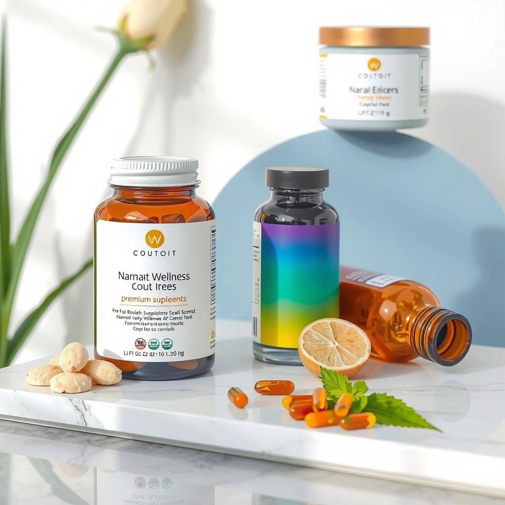 Premium wellness lifestyle with natural supplements and products