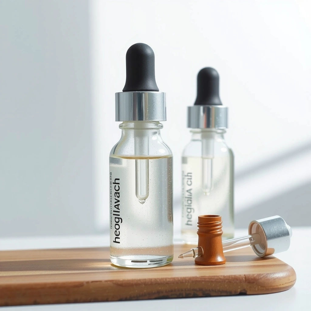 Hyaluronic acid serum bottles with dropper